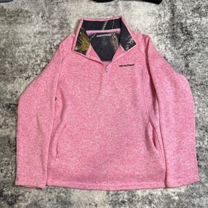 Realtree Pink Heathered Fleece Quarter Zip Pullover Sweatshirt‎ Women's XL
